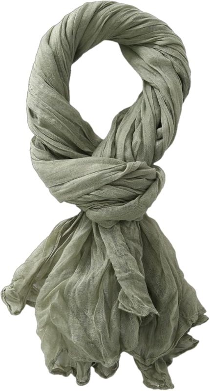Photo 1 of Belsen Summer Cotton Blend Crinkle Vintage Soft Scarf Fashion Solid Scarf Wrap Shawl