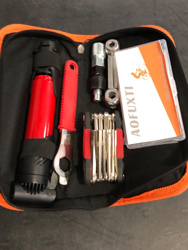 Photo 1 of Bicycle Tire Patch Repair Kit, Bike Chain Repair Wrench, Essential Mini Pump, Portable Adult Bicycle Toolkit Accessories,Tool Kit for Camping Travel, Best Gifts for Men and Women