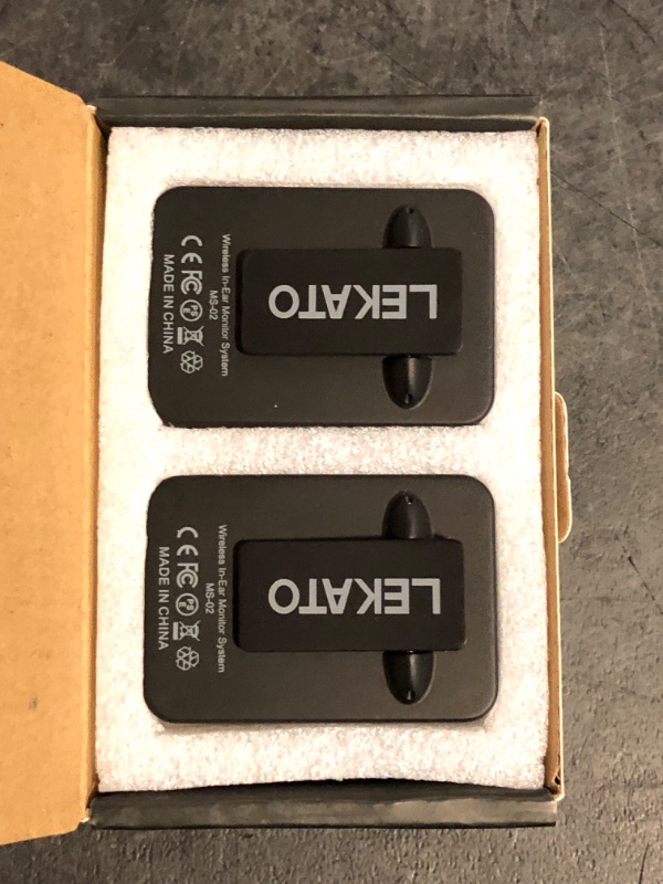 Photo 1 of LEKATO Wireless in Ear Monitor System MS-02, Upgraded 2.4G Stereo IEM System Low Latency with Transmitter Beltpack Receiver Auto-Pairing,One to More, in-Ear Monitoring for Church,Band,Singer,Stage