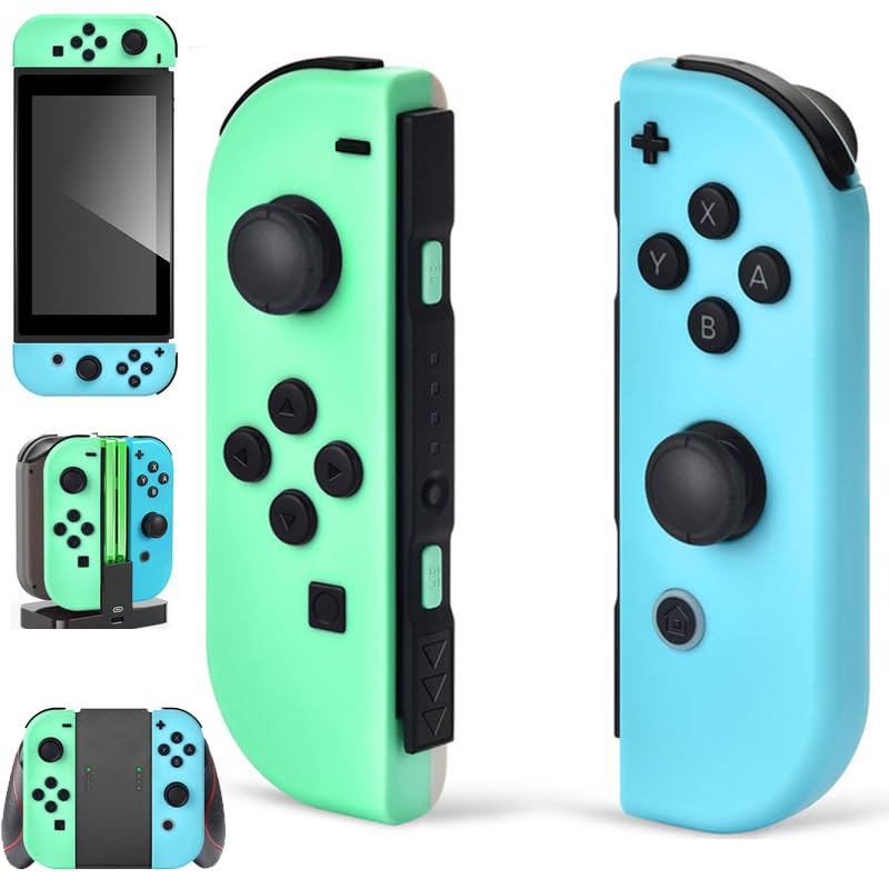 Photo 1 of Replacement for Switch Controller Work with Switch/Lite/OLED,Wireless Gamepad Support Dual Vibration,6-Axis Gyro,Wake-up,Motion Controls,Screenshot, L/R (Green and Blue)