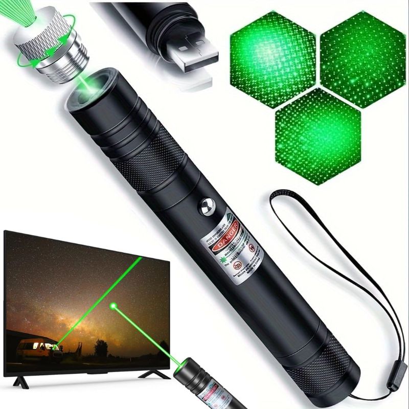 Photo 1 of Green Laser Pointer High Power Pen - Long Range Rechargeable Laser Beam, USB Charging for Hiking, Presentations & Outdoor Use (Professional-Grade Green Light)
