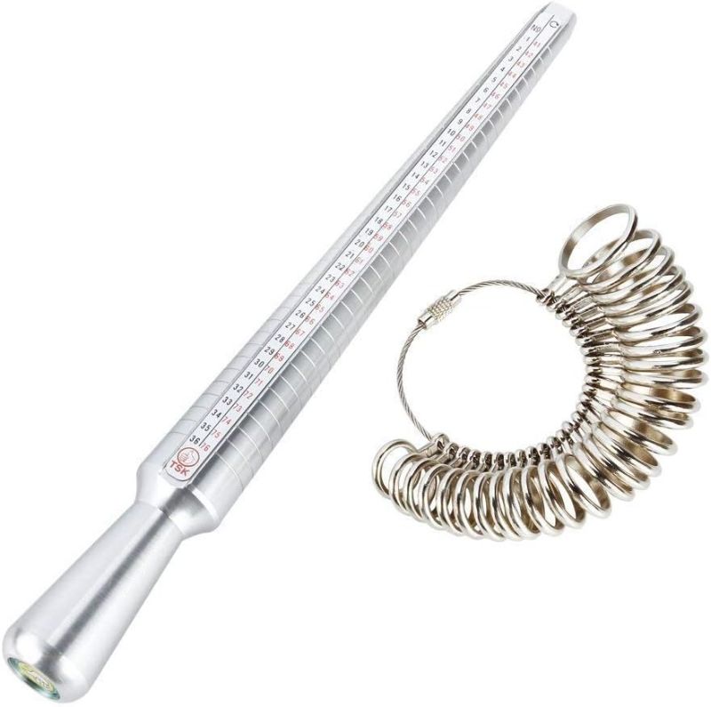 Photo 1 of MOJUN® Ring Sizer Mandrel Finger Sizing Measuring Stick Jewelry Accurate Tool Metal Size 1-15 with Gauge Set of 31 pcs Circle Models in Silver