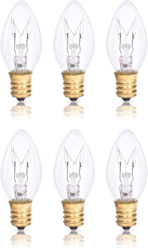 Photo 1 of Simba Lighting C7 7W Replacement Bulb (6 Pack) for Night Light, Clear Candle Shape, 120V, E12 Candelabra Base, Dimmable, 2700K Warm White