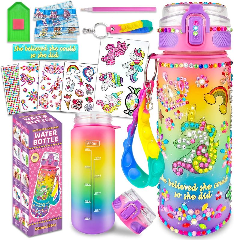 Photo 1 of EDSPORTSHOUSE Decorate Your Own Water Bottle Kits for Girls Age 4-6-8-10,Unicorn Painting Crafts,Fun Arts and Crafts Gifts Toys for Girls Birthday Christmas(Unicorn)