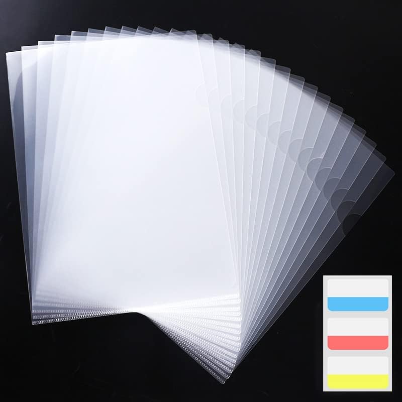 Photo 1 of 100 Pack Document Clear Plastic Folder Copy Safe Project Pocket LType US Letter Size A4 Paper Sleeves Folders in Transparent with 30 Pieces Index Tabs