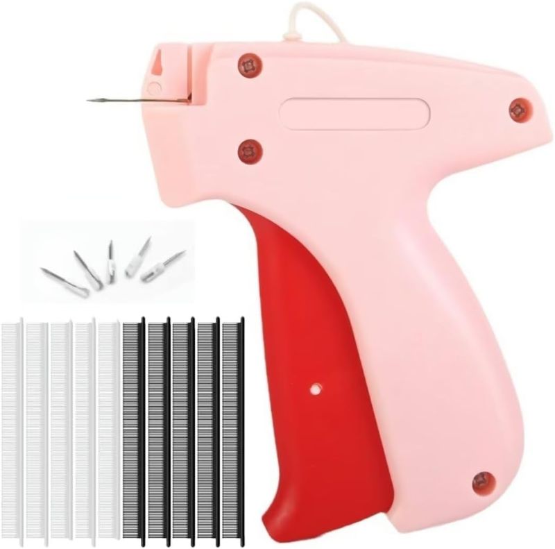 Photo 1 of Micro Tagging Gun for Clothing, Pink Mini Stitch Gun for Clothes, Quick Stitch Sewing Gun Stitchy Quick Clothing Fixer with Storage Box 1000 Black & 1000 White Micro Fasteners 5 Fine Needles