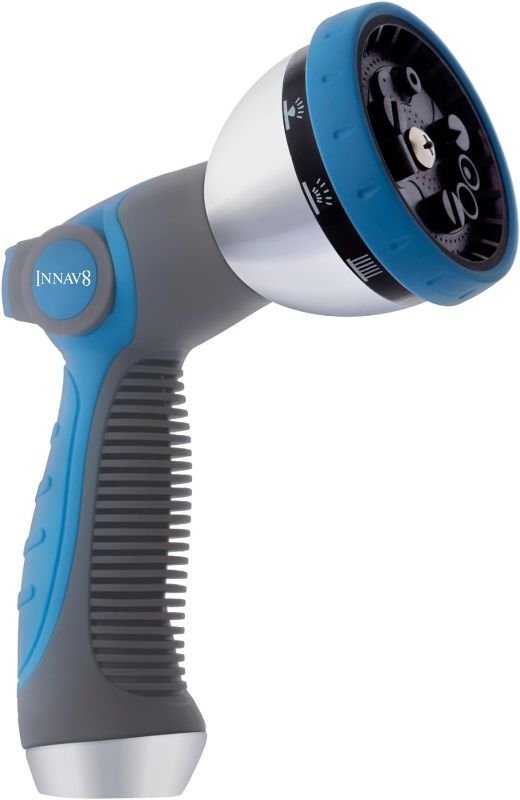 Photo 1 of INNAV8 Garden Hose Nozzle Sprayer Heavy Duty - Features 10 Spray Patterns, THUMB CONTROL On Off Valve for Easy Water Control - HIGH Pressure Nozzle for Hose Outdoor