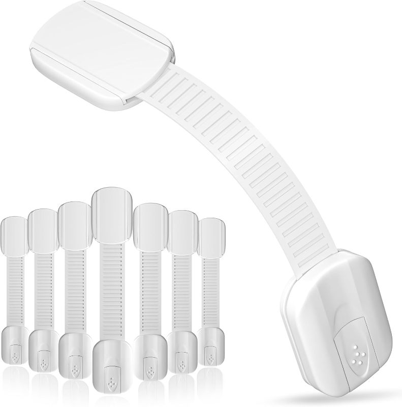 Photo 1 of Yolay Child Proof Cabinet Locks Baby Proofing (8-Pack) Child Safety Locks with Baby Proof Multi-Purpose Lock for Cabinets, Drawers, Fridge, Trash Can, Cupboard with Adhesive Drawer Door Latches

