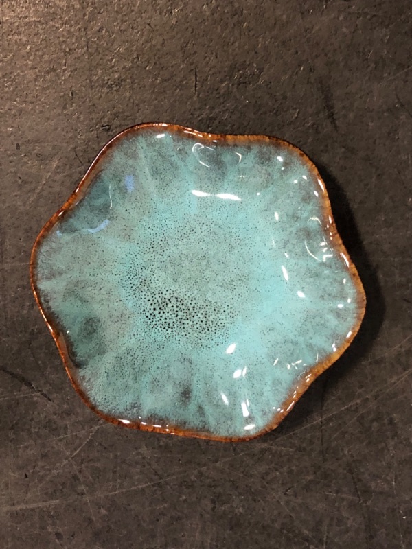 Photo 1 of Ceramic Trinket Dish, Ring Tray, Decorative Jewelry Dish, Decoration Plate for Earrings, Rings, Jewelry Dish Holder, Key Bowl, Trinket Tray, Earring Holder for Women (Sea Blue)
