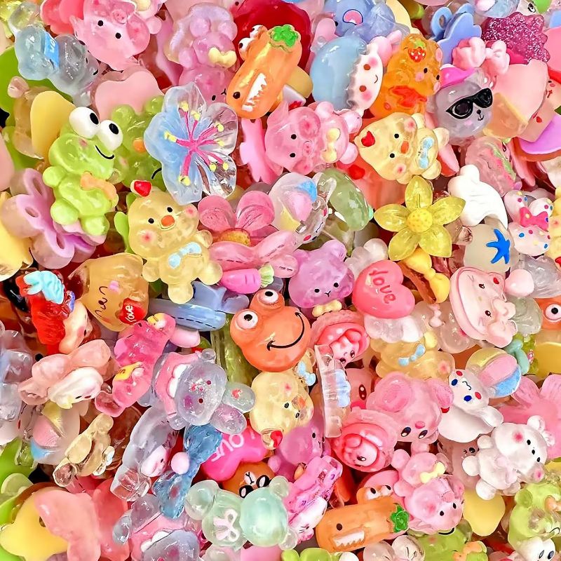 Photo 1 of Cute Cartoon Slime Resin Charms Bulk, Flatback Charms Colorful Embellishments for Craft Art Scrapbooking Decor