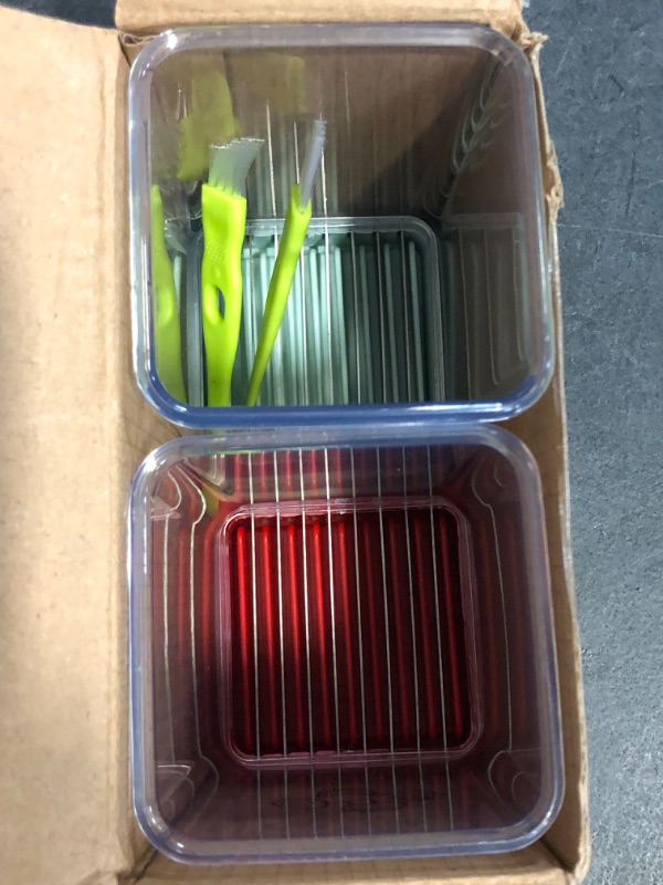 Photo 1 of 2 Pcs Cup Slicer, Stainless Steel Strawberry Slicer Egg Slicer Banana Slicer Fruit Slicer, Speed Fruit Cutter with Push Plate, Quickly Making Fruit Vegetable Salad, Must Have Kitchen Gadget (Cyan+Red)