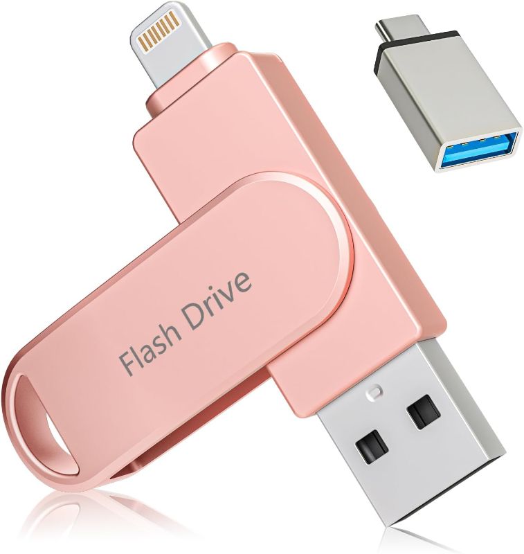 Photo 1 of Apple MFi Certified 512GB Photo Stick, Flash Drive for iPhone Memory Stick for Photo/Video Backup Stick, High-Speed USB Stick iPhone Storage Drive Compatible for iPhone/iPad/Android/PC (Pink)