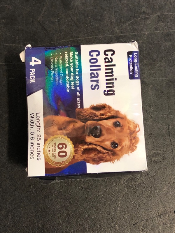 Photo 1 of Calming Collar for Dogs 4 Packs Pheromone Collars Relief Anxiety Stress Separation and Bad Behavior Dog Pheromones Calm Fit Small Large Medium Breed Lasts 60 Days 25 Inches Size Adjustable Waterproof