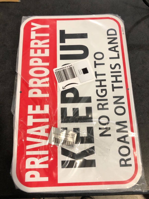 Photo 1 of Keep Out Private Property Sign Aluminum Yellow Reflective Sign UV Protected and Weatherproof 10 x 14 Inch 0.40 Mil Octagon Rust Free