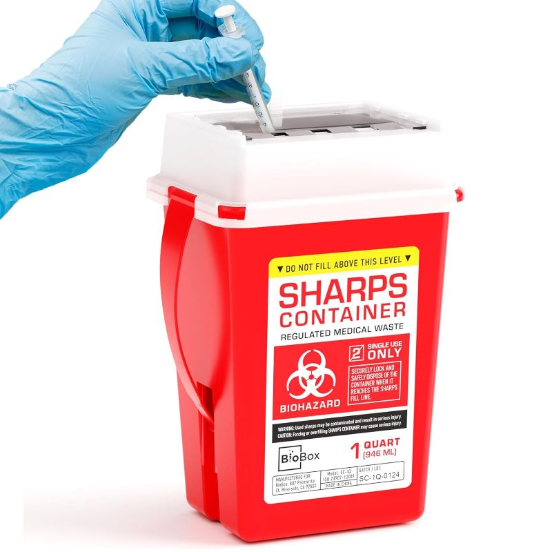 Photo 1 of Portable Needle Disposal and Travel Size Biohazard Bin