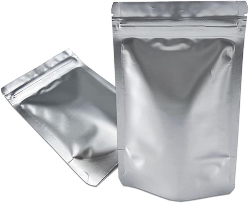 Photo 1 of PABCK Small Stand-Up Resealable Heat Seal Bags 3.55mil Frosted Silver Mylar Foil Sealed Bags 50 Pieces 3.35x5.1 inch for Zip Packaging Lock Food Storage Pouch
