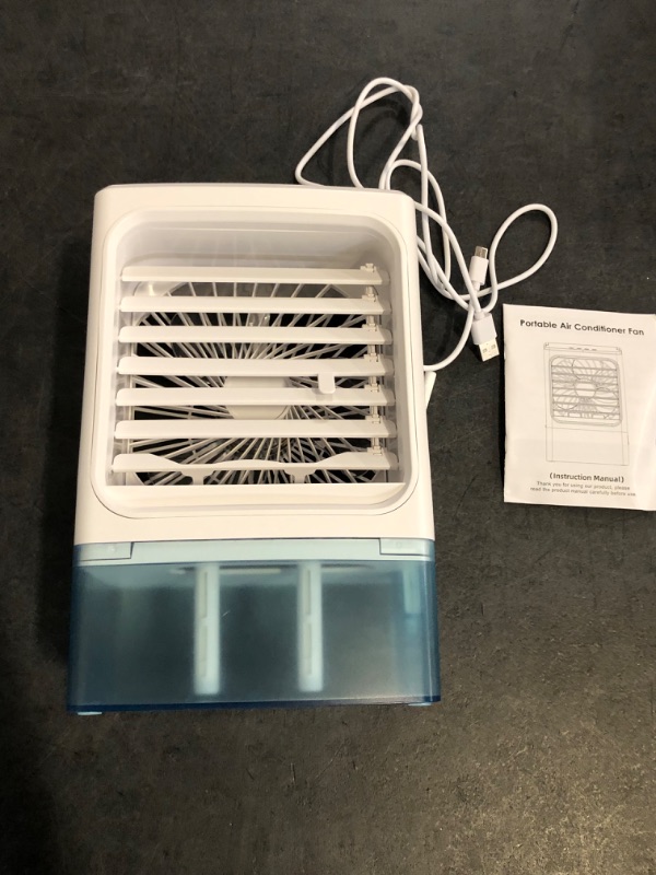 Photo 1 of Portable Air Conditioner, Cooling Fan with 3 Speeds & 3 Modes, Evaporative Air Cooler Fan for Home & Office, Small Mini Conditioners, 7 Color Lights 2/4 Hour Timer, 900mL Water Tank