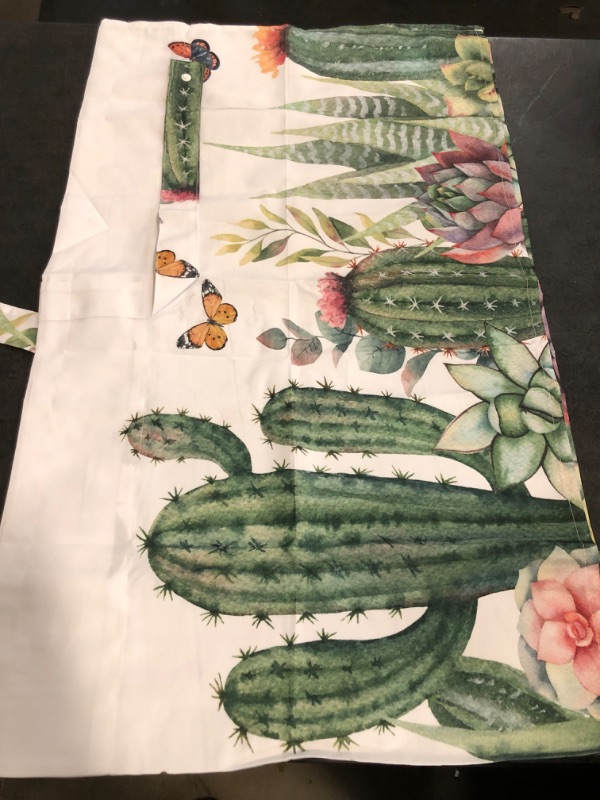 Photo 1 of Cactus Tie Up Valance Curtains Summer Tropical Cactus Plant Window Valance for Kitchen Cafe Bathroom Rod Pocket Window Treatment Valances 42 x 12Inch, 1 Panel