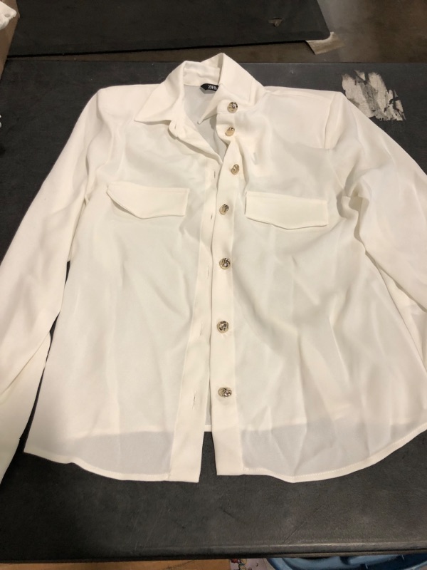 Photo 1 of (S)  ZARA Womens Poplin Shirt With Contrast Buttons