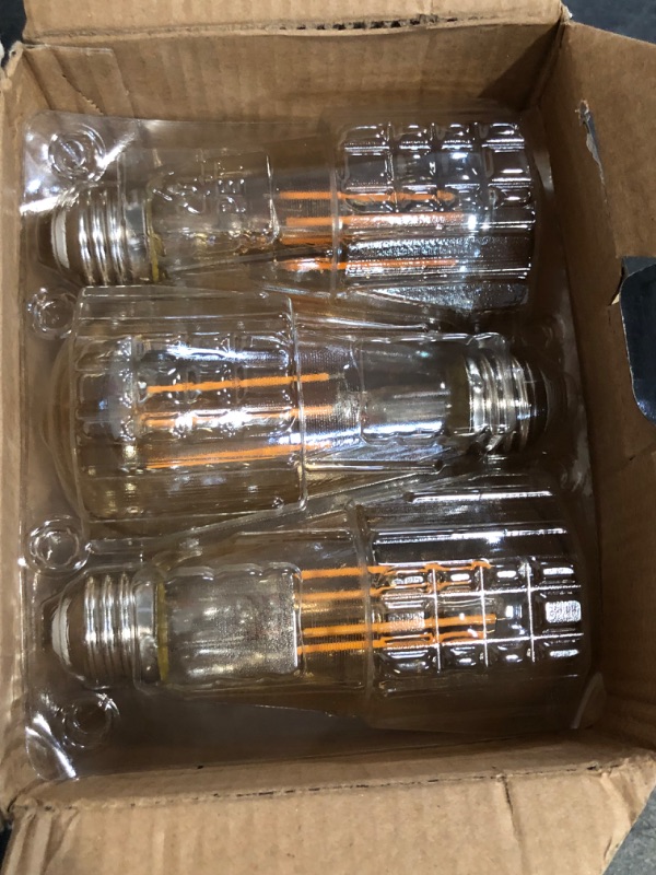 Photo 1 of Dimmable Vintage LED Light Bulbs, E26 Medium Base, Warm White 2700K, ST58, 8W, 800LM, 80+ CRI, Antique Decorative Filament LED Bulb, Clear Glass, 6 Pack