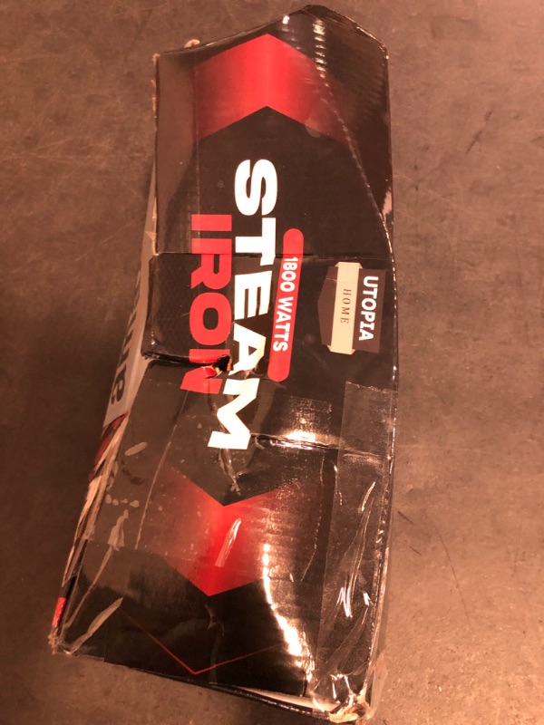 Photo 1 of Utopia Home Steam Iron for Clothes - Non-Stick Soleplate - 1800W Clothes Iron With Auto-Off Safety Feature - Adjustable Thermostat Control, Variable Steam Control, Self-Clean, 8 Feet Cord (Black/Red)