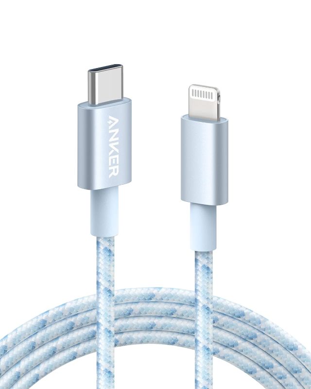 Photo 1 of Anker New Nylon USB C to Lightning Cable, Apple MFi Certified for iPhone 14 Series, and More (6FT,Blue)