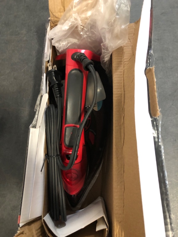 Photo 1 of Utopia Home Steam Iron for Clothes - Non-Stick Soleplate - 1800W Clothes Iron With Auto-Off Safety Feature - Adjustable Thermostat Control, Variable Steam Control, Self-Clean, 8 Feet Cord (Black/Red)