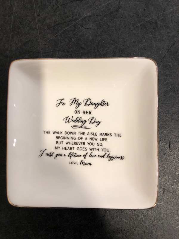 Photo 1 of Bride Gifts from Mom-to My Daughter On Her Wedding Day-Wedding Day Gifts for Bride-Bridal Shower Present for Daughter-Hen Night Bachelor Party Present-Ceramic Jewelry Tray Trinket Holder Ring Dish