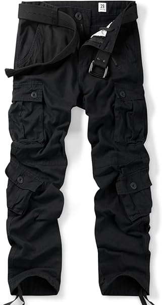 Photo 1 of 32 Size OCHENTA Men's Cotton Casual Cargo Work Pants Baggy Camo Tactical Combat Trousers with 8 Pockets (No Belt)