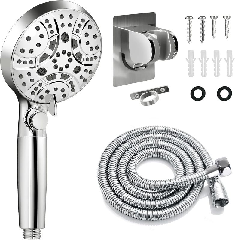 Photo 1 of RV Shower Head with Hose, Shower Head with Handheld, 10 Modes High Pressure Shower Heads for Home/RV/Camper/Travel Trailer, Handheld Shower Head Holder and Extra Long 5ft Stainless Steel Hose
