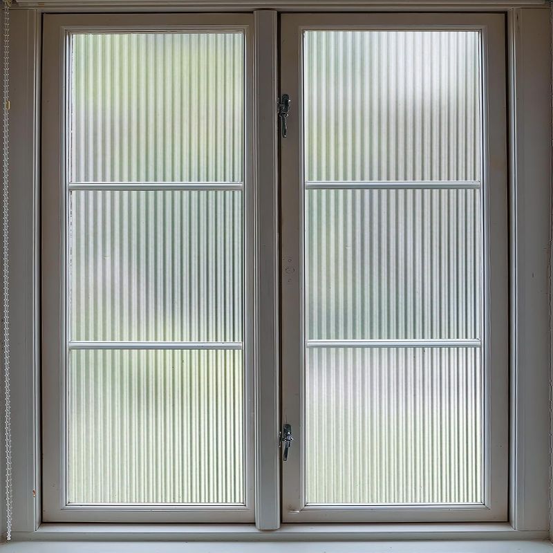 Photo 1 of 1/2-Inch Reeded Glass Window Film, Frosted Reeds Window Film, Window Privacy Film, 3D Window Decals Non Adhesive for Bathroom Living Room Office, 17.7x78.7 inches