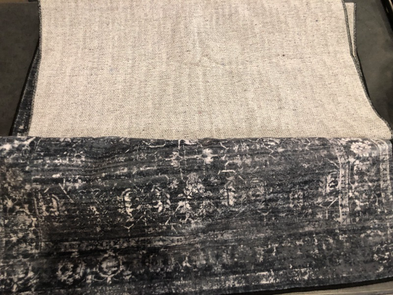 Photo 1 of Black Vintage Carpet Runners for Hallway 12ft,Washable Long Runner Rug for Entryway Indoor Floor Non-Slip,Distressed Super Soft Throw Carpet for Farmhouse Dining Room Playroom