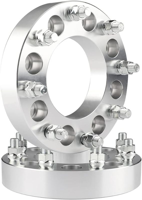 Photo 1 of 2pcs 8x6.5 to 8x180 Wheel Adapters, 1.5 Inch 8x165.1 to 8x180 Wheel Adapters 117mm Center core for 1999-2010 Silverado Sierra 2500 3500 HD with M14x1.5 Studs, Chrome