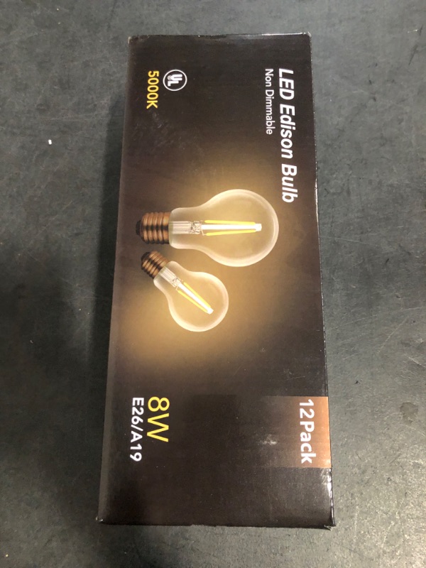 Photo 1 of TJOY 12 Pack A19 Vintage LED Edison Bulbs, Dimmable, 60W Equivalent, High Brightness 2700K Warm White, 7W E26 Standard Base, 800 Lumens, CRI80+, Clear Glass Filament Bulb for Home, Farmhouse
