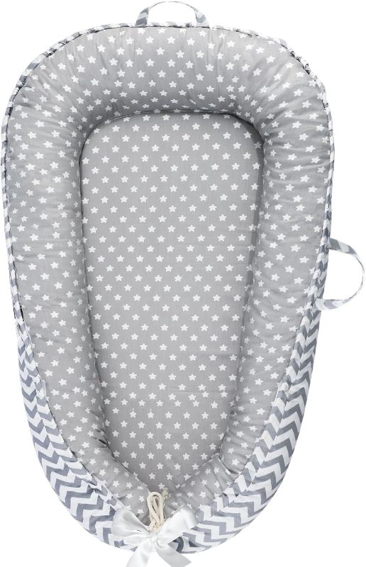 Photo 1 of Baby Lounger - Baby Lounger for Newborn 0-24 Months, Breathable and Soft Cotton Cover Baby Nest, Portable Cozy Tummy Time Lounger for Home and Travel, Ideal Baby Essentials & Shower Gifts