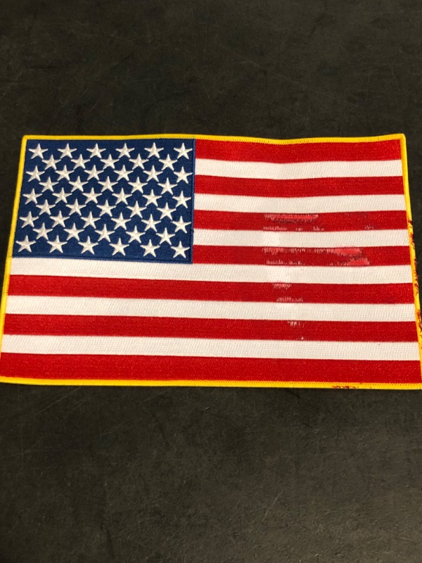 Photo 1 of PatchClub American Flag Patch Premium Embroidered, 3.5in - Gold Border - US Flag Patch, United States of America Military Uniform Iron On/Sew On
