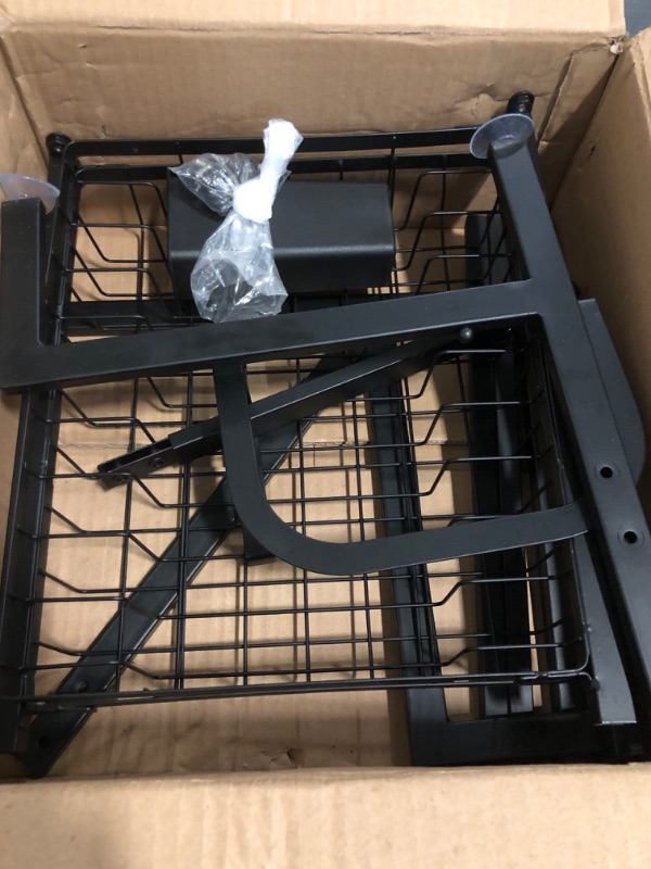 Photo 1 of *Missing One Rack* 1Easylife Drying Rack, Metal 3-Tier Large Capacity Dish Rack with Utensil Holder, Cutting Board Holder, Drain Board Tray for Kitchen Counter Storage (Black)
