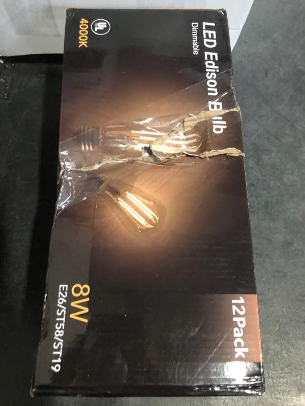 Photo 1 of TJOY 12 Pack Vintage 8W ST58 LED Edison Light Bulbs, Dimmable, 60W Equivalent, 800Lumens, 2700K Warm White, E26 Base LED Filament Bulb, CRI80+, Antique Glass Style for Home, Bedroom, Office, Farmhouse