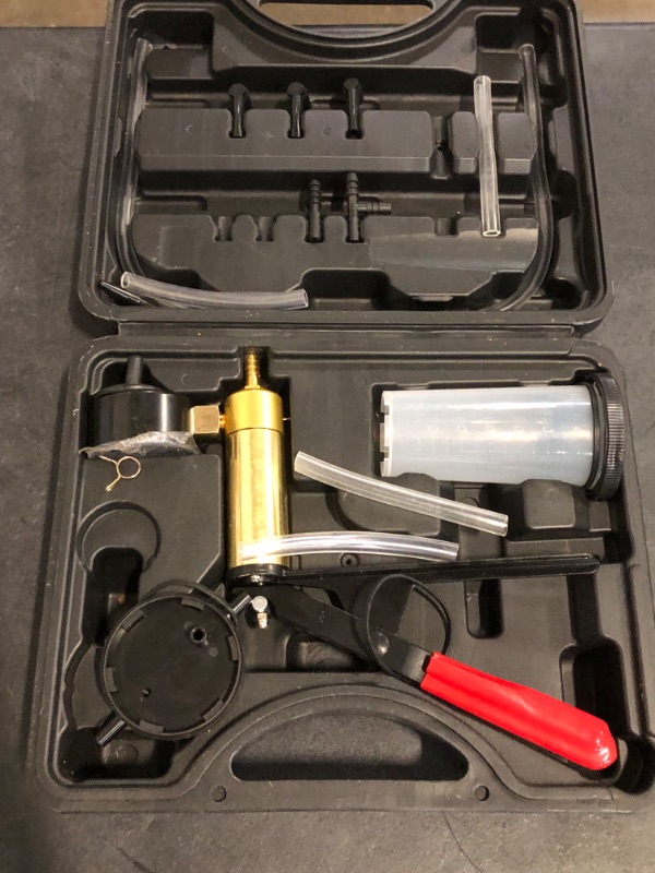 Photo 1 of Brake Bleeder Kit with Hand Vacuum Pump with Gauge Adapters Automotive Brake Fluid Bleeding Set for Bike Car Truck (Black)