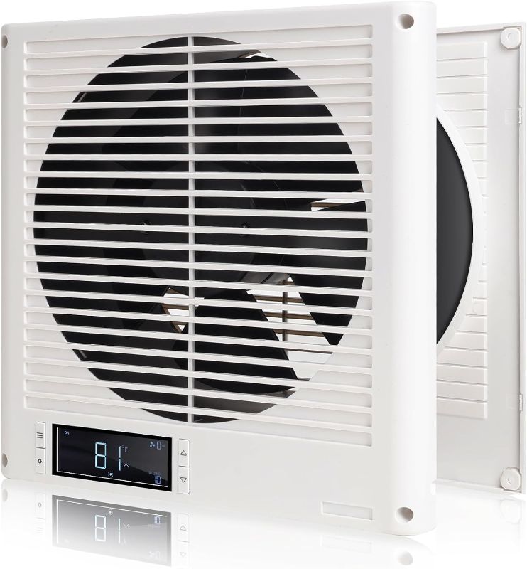 Photo 1 of 8" Room to Room Air Transfer Fan for Quietly Circulating Air, Reversible Airflow Design, 300 CFM Programmable Through Wall Fan, Durable Build Quality, 10 Speed Thru Wall Exhaust Fan for Closet,Laundry