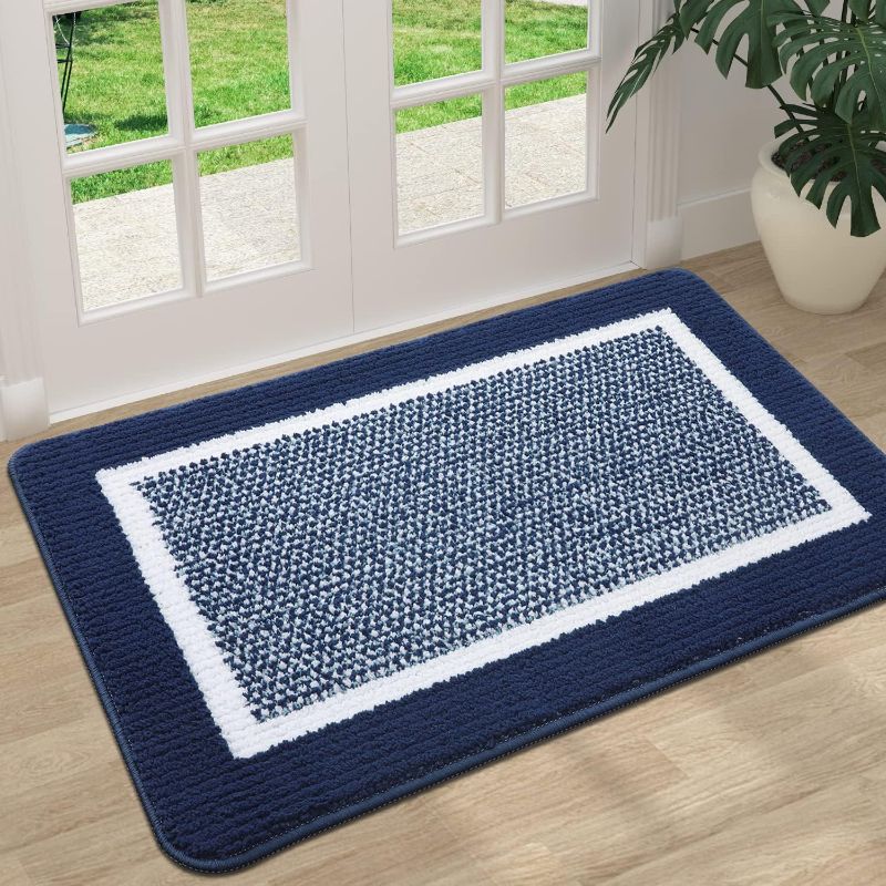 Photo 1 of Colorxy Indoor Door Mat, Non-Slip Absorbent Resist Dirt Entrance Mat, Sturdy Low-Profile Inside Floor Mats, Washable Front Entry Doormats for Entryway, 32''x20'', Navy