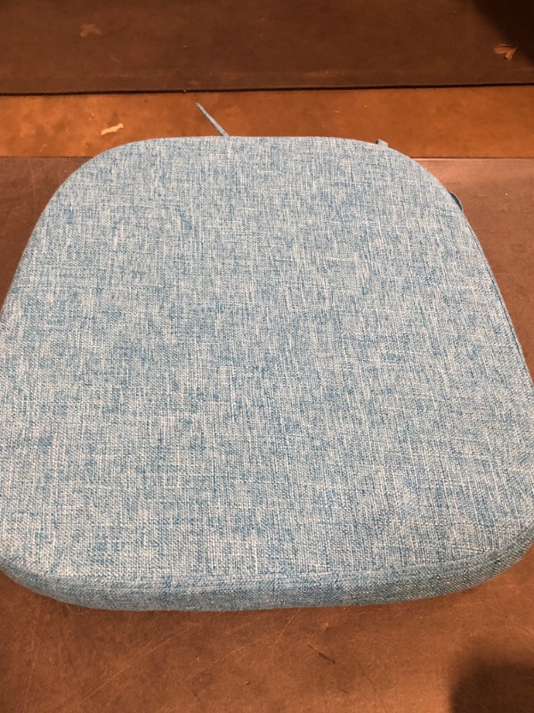 Photo 1 of Chair Cushion with Ties for Dining Chairs Memory Foam Thick Kitchen Chair Pad 17" x 16.5" x 2"with Machine Washable Cover Seat with Zipper Indoor Chair for Room,Office etc-Blue