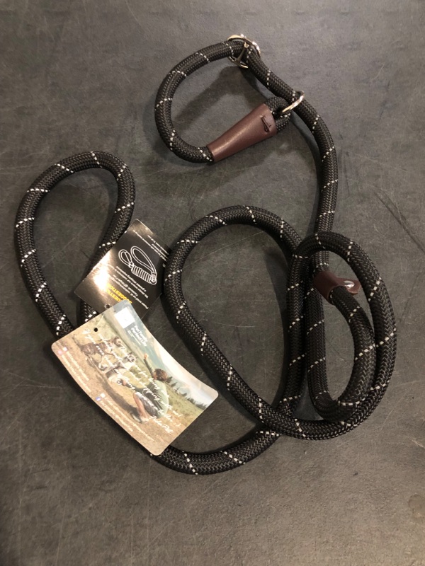 Photo 1 of Fida Durable Slip Lead Dog Leash, 6 FT x 1/2" Heavy Duty Dog Loop Leashes, Comfortable Strong Rope Slip Leash for Large Medium Dogs, No Pull Pet Training Lead with Highly Reflective(1/2", Black)