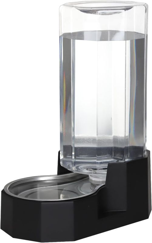 Photo 1 of Sfozstra Large Dog Water Dispenser: 9L Automatic Black Water Feeder with Stainless Steel Bowl - Without Filter - Gravity Design for Multiple Pets Indoor/Outdoor