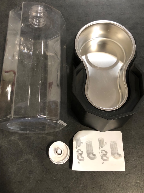 Photo 1 of Sfozstra Large Dog Water Dispenser: 9L Automatic Black Water Feeder with Stainless Steel Bowl - Without Filter - Gravity Design for Multiple Pets Indoor/Outdoor