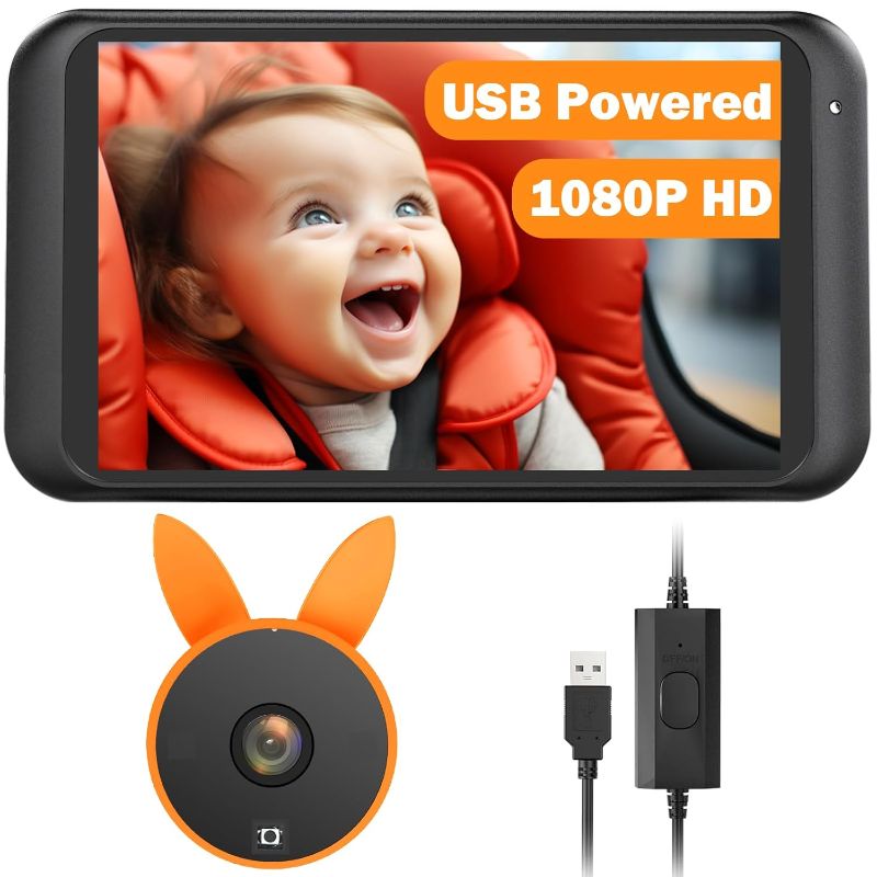Photo 1 of USB Baby Car Camera Plug-Play, 4.5" 1080P Easy Setup Backseat Camera with Flexible 360 Rotation, Clear Picture Rear Facing Car Seat Baby Monitor
