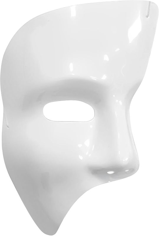 Photo 1 of White Phantom Plastic Mask Costume Accessory - 1 Count - Durable, Mystery & Elegant - Ideal Halloween & Masquerade Party Wear, One Size Fit Most