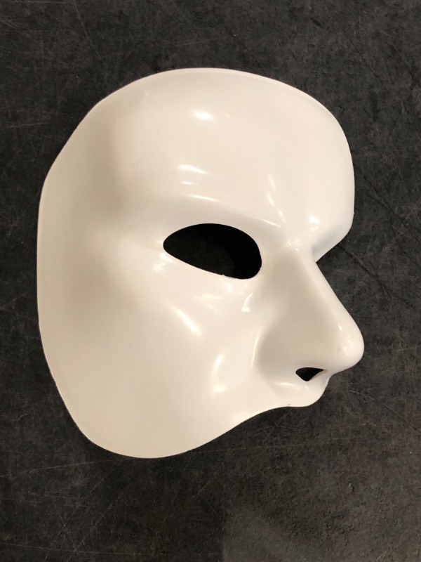 Photo 1 of White Phantom Plastic Mask Costume Accessory - 1 Count - Durable, Mystery & Elegant - Ideal Halloween & Masquerade Party Wear, One Size Fit Most