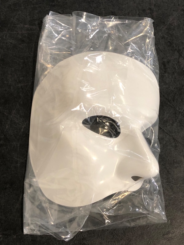 Photo 1 of White Phantom Plastic Mask Costume Accessory - 1 Count - Durable, Mystery & Elegant - Ideal Halloween & Masquerade Party Wear, One Size Fit Most