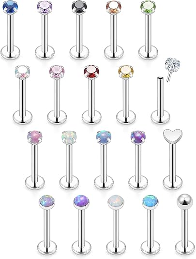 Photo 1 of 16G 18G 20G Threadless Push in Lip Rings for Women Stainless Steel Labret Jewelry Monroe Lip Ring Medusa Piercing Jewelry Tragus Helix Cartilage Earring Piercing Jewelry for Women Silver 8MM